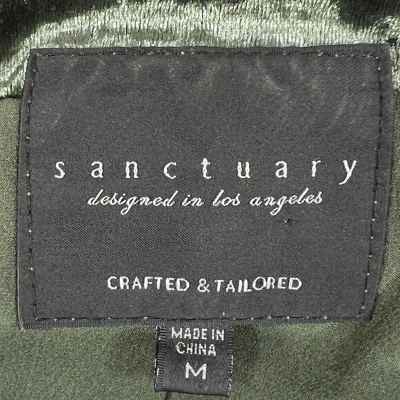 Sanctuary Womens M Crushed Velvet Zip Jacket Olive Green Dark Academia Timeless - Picture 14 of 16